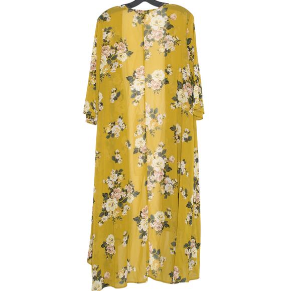 Torrid Kimono Boho Coastal Cottage Feminine Chiffon Floral Sheer Duster 00/0 M/L - Picture 2 of 9